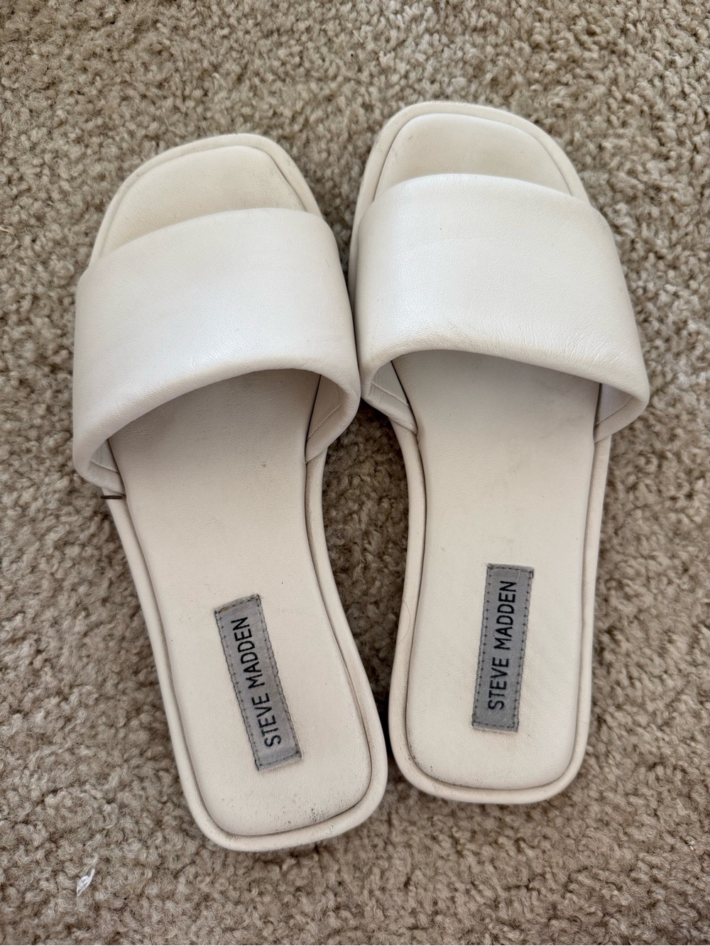 Steve Madden Off-White Slide Sandals with Wide Strap
